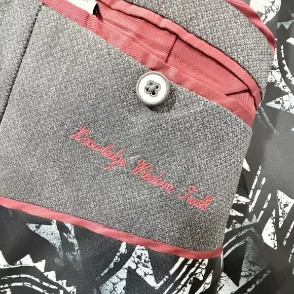 Robert Graham Gray Blazer Jacket 46 Classic Muted Geometric Abstract Sports Coat